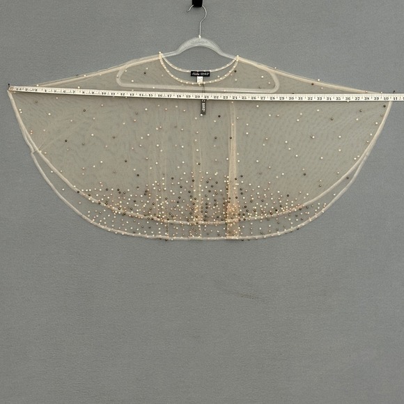 Charlie RSVP Ivory Pearl Embellished Sheer Capelet Top Women OS Dainty Fairy - Picture 6 of 10